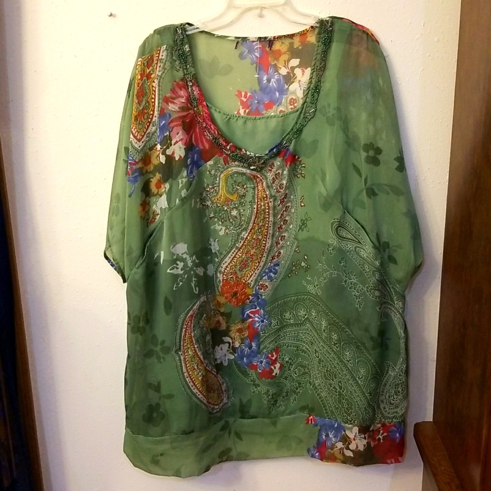 Taillissime 2pc Tunic w/bead work sz 22W